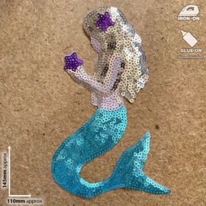 1pc Mermaid Sequins Fantasy Little Patch Iron On Applique craft sewing #2095 - Picture 1 of 4
