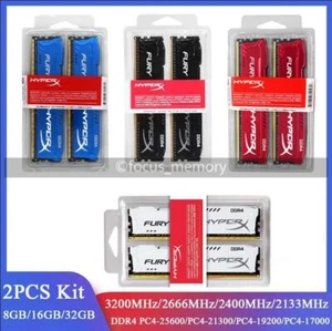 HyperX 8GB 16GB 32GB DDR4 2133 2400 2666 3200 MHz 288pin DIMM Desktop Memory Kit - Picture 1 of 14