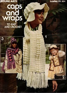 Leisure Arts 79 GORRAS Y ENVOLTURAS Bufandas para Tejer y Crochet Patrón Folleto - Imagen 1 de 2