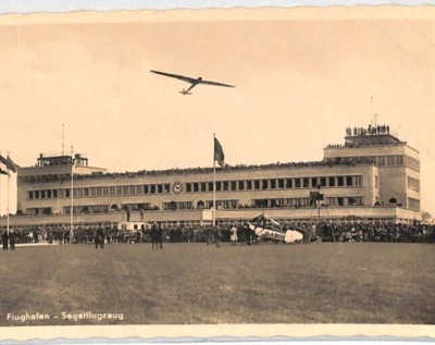 GERMANY Aviation 1935 Postcard GLIDER *Munich Airport* Real Photo {samwells}PG42 - Image 1 of 4