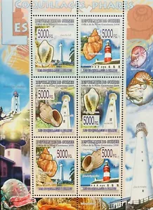 GUINEA SEA SHELLS & LIGHTHOUSE STAMPS SHEET OF 6 MNH 2008 MARINE LIFE SHELL - Picture 1 of 1