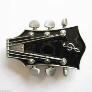 Original Black Guitar Head Metal Belt Buckle - Picture 1 of 2