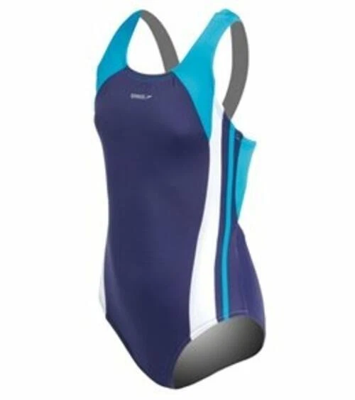 Speedo Youth Solid Infinity Splice 1 Piece Swimsuit Deep Deep Water Size 12 3