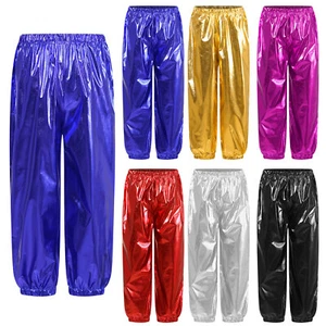 Kids Girls Boys Pants Daily Tights Jazz Sweatpants Stage Trousers Shiny Sport - Picture 1 of 80