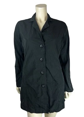 Chaqueta Sun Kim Negra Novio Arrugada Talla S Bolsillos Abotonados Trinchera Larga Foto 1 de 4