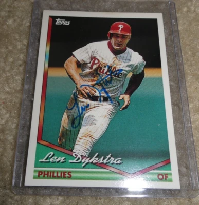 1993 Topps Len Dykstra Signed Autographed Card - Image 1 of 2