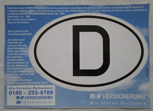 D-Schild Aufkleber Deutschland Länderkennzeichen - R+V Versicherung - Bild 1 von 2