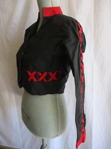 Vintage Side Saddle Western Crop Jacket Faded Black w/ Red Criss Cross Detail S - Picture 1 of 13