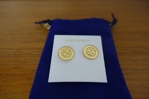 TORY BURCH DOPPELKREIS LOGO OHRSTECKER IN GOLDFARBE. NEU - Bild 1 von 8