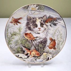 Royal Worcester Fishful Thinking di Pam Cooper gattino/gatto pesce oro 1987 edizione limitata - Foto 1 di 8