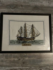 HMS Victory needle point art professionally framed - Picture 1 of 6