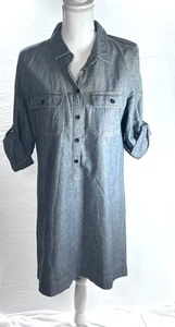 J. Crew Denim Dress Women 100% Cotton Sz Medium Western Preppy Boho Academia - Picture 1 of 9