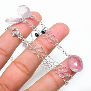 Amethyst Gemstone Handmade 925 Sterling Silver Jewelry Necklace 22" Y805 - Picture 1 of 4