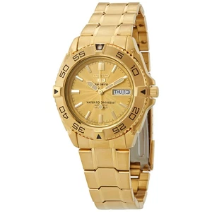 Seiko 5 Sports Automatic Gold Dial Men's Watch SNZB26J1 - Picture 1 of 7