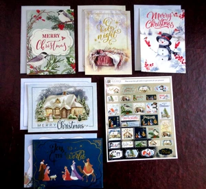 Lote 5 tarjetas de felicitación de Navidad de rancho para niños con sobres y pegatinas a juego - Imagen 1 de 12