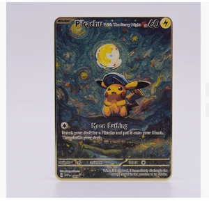 ✨ Pikachu Starry Night Van Gogh – Gold Metal Pokémon Card Collectible ✨ - Picture 1 of 2