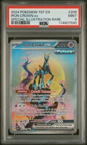 PSA 9 Pokemon TCG 2024 Pokemon Tef En-Temporal Forces #206 Iron Crown Ex - Picture 1 of 2