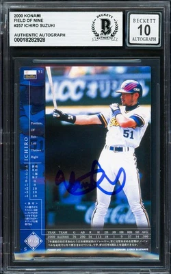 Ichiro Suzuki Auto 2000 Konami Field of Nine Card 257 Orix Blue Wave Sig 10 BAS - Image 1 of 2