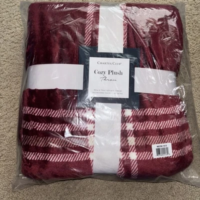 NEW NIP Charter Club Cozy Holiday Christmas Plush Throw Gift Red Plaid 50”x 70” - Image 1 of 4