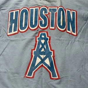 Vintage Shaka Wear Houston Oilers Oil nfl 90S AFC Tshirt Shirt Tee usa Made Blue - Picture 1 of 10