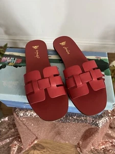 Sandalias planas para mujer JOULES UK 4 EU37 Capri rojo rosa mosqueta cuero NUEVO OO69 - Imagen 1 de 19