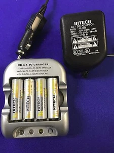 AA/AAA Smart charger AC/DC with 4 of AA TOP Hitech Rechargeable batteries.50%OFF - Picture 1 of 2