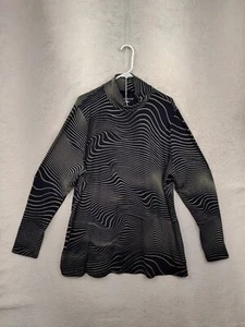 Ava Viv Women Sweatshirt 2X Black Print Rayon Blend Long Sleeve Regular Pullover - Picture 1 of 17
