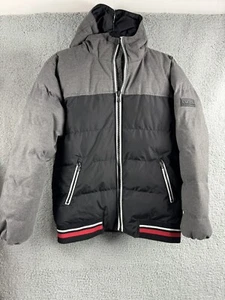 MICHAEL KORS Puffer Jacket Boys Hooded Large 14-16 Black / Gray Zip Pockets - Picture 1 of 24