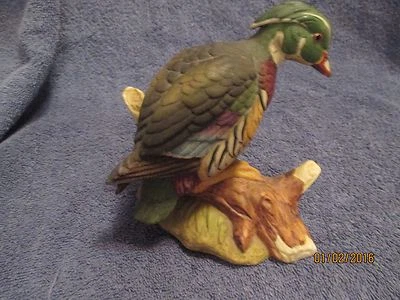 ESTATUETA VINTAGE LEFTON WOOD DUCK KW908 com TAG FOIL Muito Boa! - Imagem 1 de 4