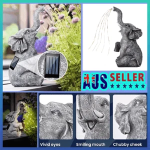 Solar Elephant Statue Figurine Garden Ornaments Light Outdoor VP - Picture 1 of 14