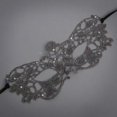 Lace Collection | Lace Masquerade Mask LM0301Gray - Image 1 of 4