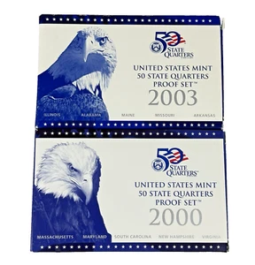 Lote de dos juegos de prueba de 50 cuartos estatales como nuevos de Estados Unidos 2000 y 2003 - Imagen 1 de 9