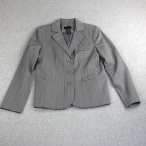 Chaqueta Blazer Attention Para Mujer Talla 12 Gris Forrada a Rayas Manga Larga - Imagen 1 de 8