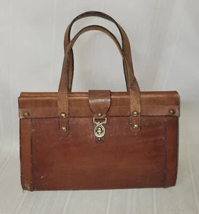JOHN ROMAIN Hand Bag w/ Brass Studs, 11.5" x 7.5" x 4" Pre-Owned - Picture 1 of 12