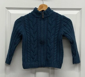 EUC Boys Gymboree Teal Blue Confetti Speckle Full Zip Cardigan Sweater, Size 4 - Picture 1 of 12