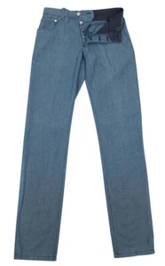 Cesare Attolini Denim Blue Solid Pants - Slim - (CA112208131B) - Picture 1 of 4