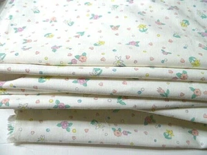 Tessuto vintage CONE MILLS cantiere bianco floreale cotone leggero materiale denim - Foto 1 di 4