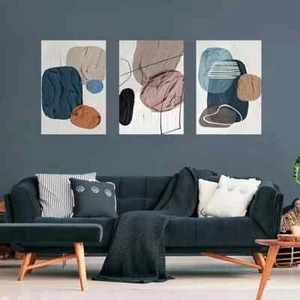 3pcs Boho Minimalist Abstract Wall Art, Canvas Unframed - Imagen 1 de 8