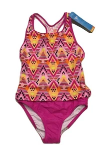 SPEEDO Girls Size 10 Black Pink Aztec Diamond 2-Piece TANKINI Swimsuit NWT - Picture 1 of 7