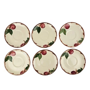 6 Vintage Franciscan Apple Saucers 5 7/8” California USA Farmhouse Apples - Picture 1 of 15