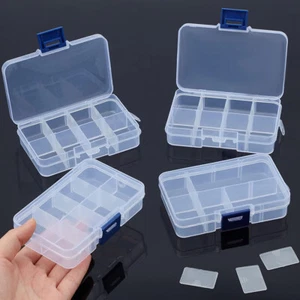 Paquete de 10 cajas organizadoras de plástico 8 rejillas divisores ajustables de almacenamiento de cuentas 10,8x7 cm - Imagen 1 de 5