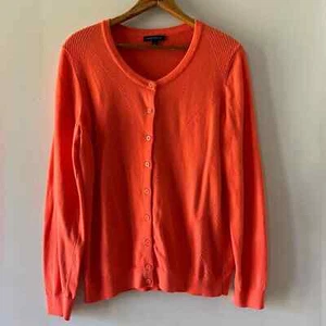 TOMMY HILFIGER Orange Rosa Lachs Pullover Cardigan Strick, Large, Preppy, Klassiker - Bild 1 von 11