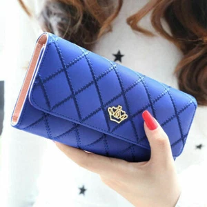 Gran Capacidad Mujeres Cuero Billetera Porta Tarjetas de Crédito Cartera Teléfono Bolso de Mano Regalo - Imagen 1 de 13