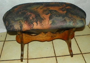 Oak Horse Print Vanity Bench (VB-43) - Picture 1 of 5