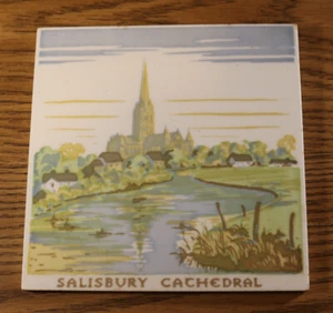 Salisbury Cathedral UK Souvenir 6" Tile Wall Hanging Church of England St Mary - Picture 1 of 2