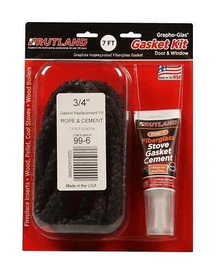 Rutland Wood Stove Gasket Replacement Kit, Graphite Impregnated Casket&Adhesive - Image 1 of 4