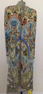 Chaqueta Larga Abrigo Polvo Caftán Cristales de Seda Camilla Signo de Paz Talla Única $799 - Imagen 1 de 12