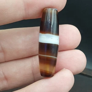 AA Antique Old Yemeni Agate Natural Rare pattern Banded Agate Bead 37mm BD-2 - Bild 1 von 11