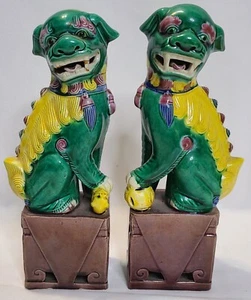 Chinese Porcelain Foo Dog Enamelled Polychrome 1900 Antique READ DESCRIPTON MCM - Picture 1 of 12