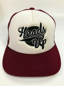 Heads Up H&M DIVIDED Maroon & White Mesh Trucker Snapback Baseball Hat Cap VGC - Picture 1 of 10